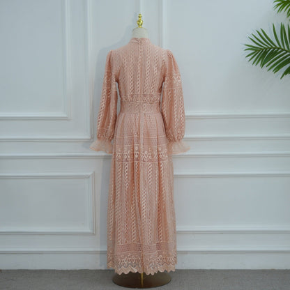Pink embroidered double-layer abaya - colour Pink