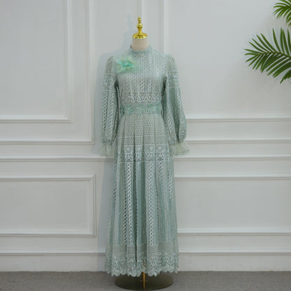 Green embroidered double-layer abaya - colour Green