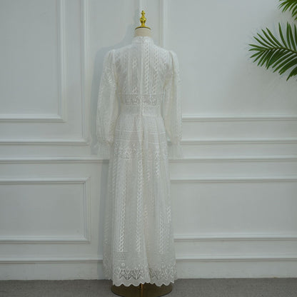 White embroidered double-layer abaya - colour White