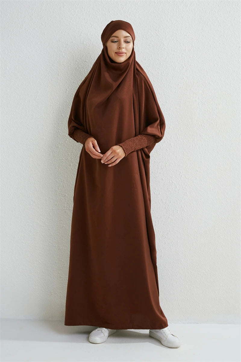 Hooded prayer jilbab - colour Cyan