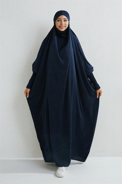 Hooded prayer jilbab - colour Blue