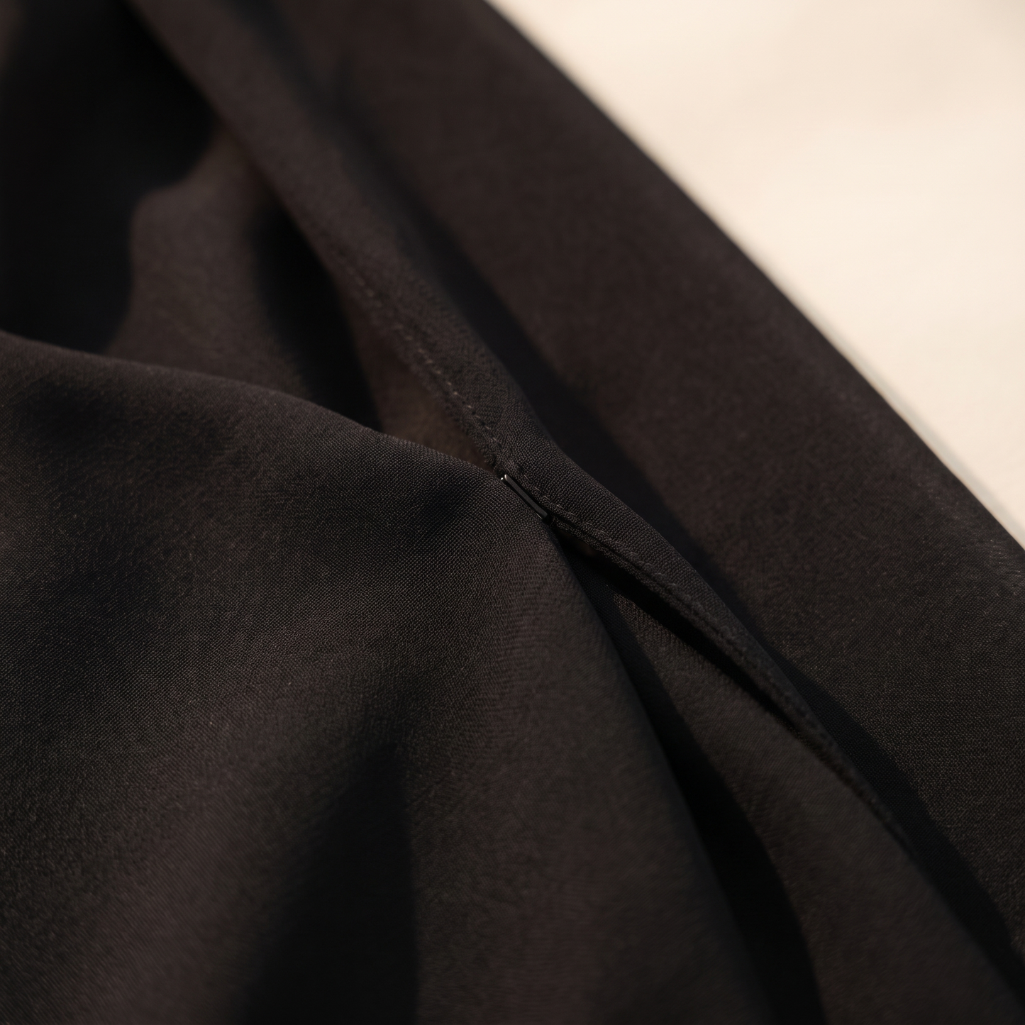 Close-up of the soft premium chiffon fabric and clean seam finish