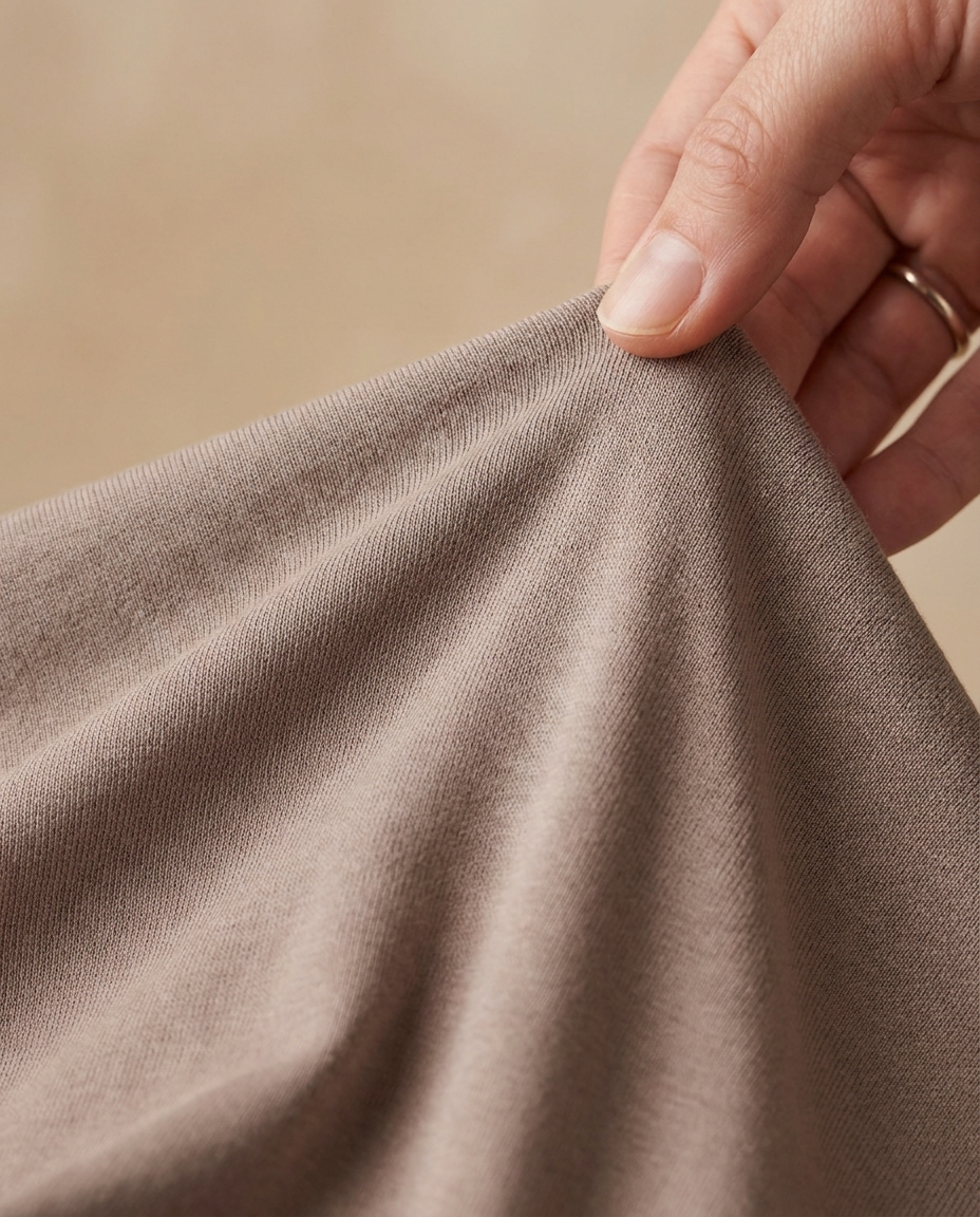 Close-up of premium 4-way stretch jersey fabric