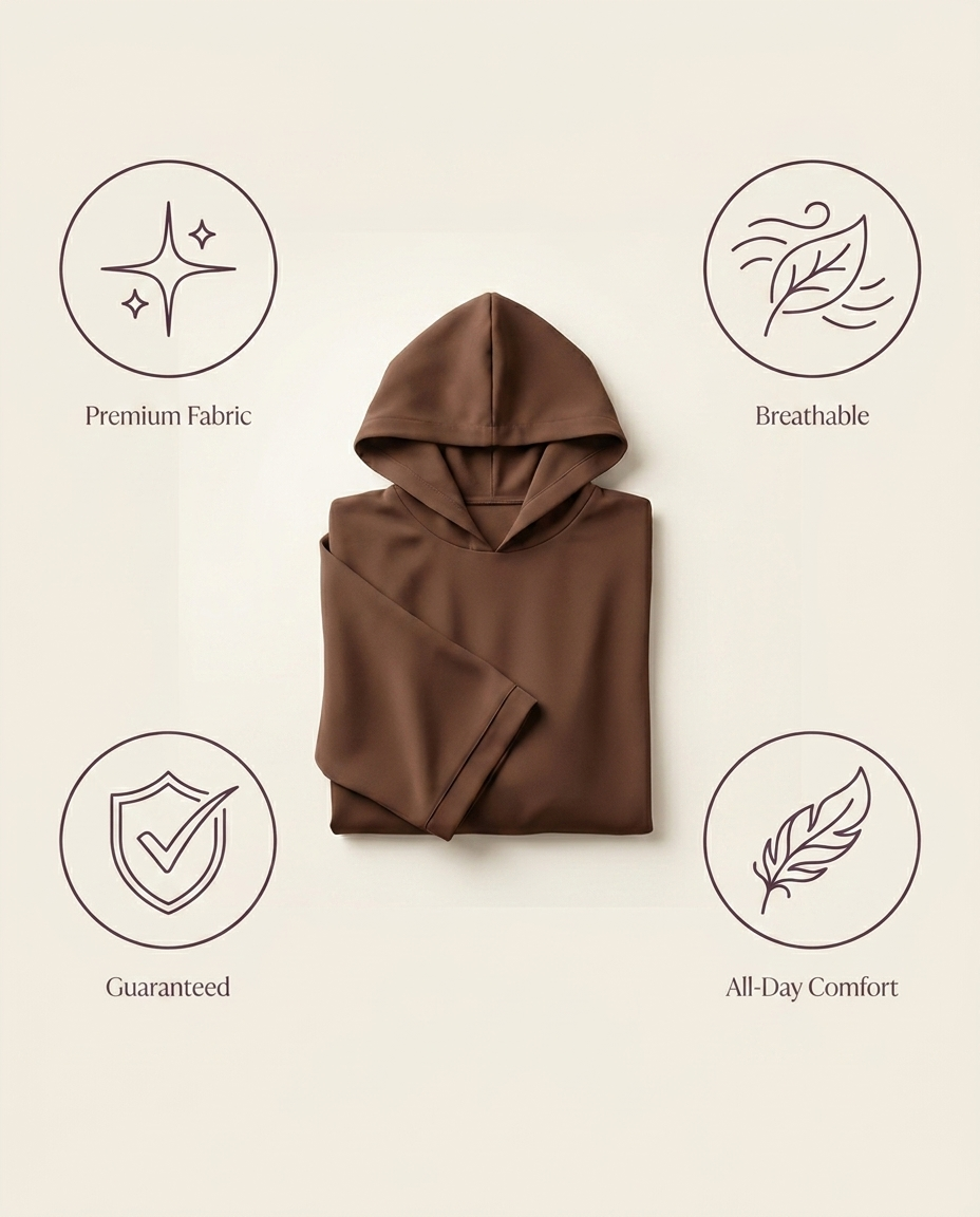Vaelora hooded abaya benefits: premium fabric, breathable, guaranteed, all-day comfort