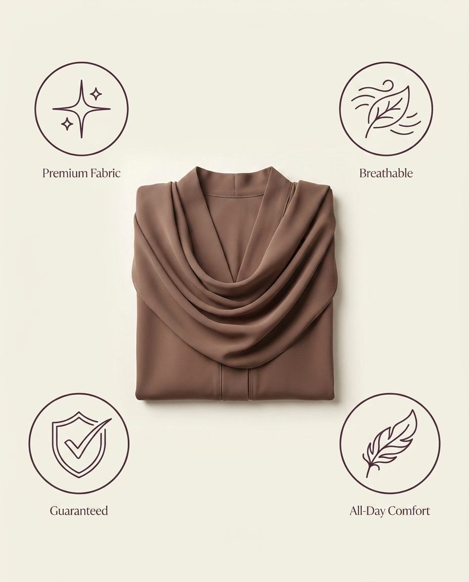Vaelora summer abaya benefits: premium fabric, breathable, guaranteed, all-day comfort