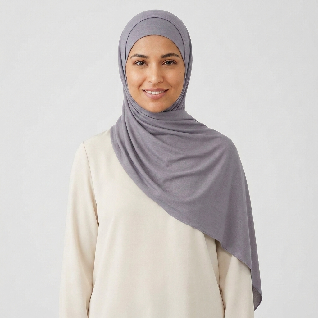 Jersey hijab and underscarf set worn - colour Grey