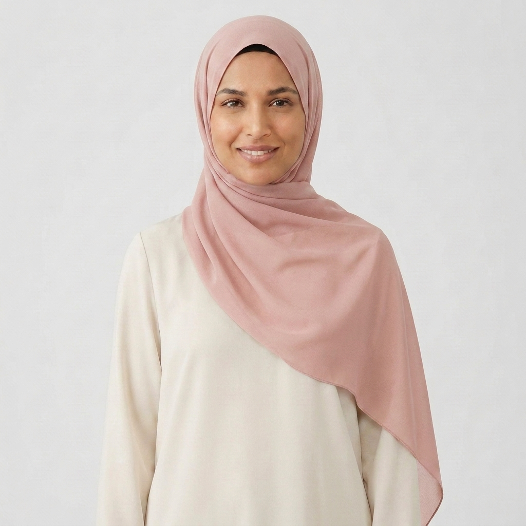Chiffon hijab worn - colour Blush