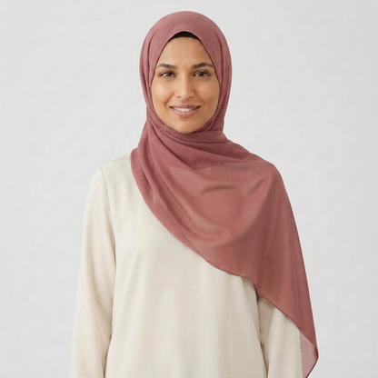 Chiffon hijab worn - colour Rose