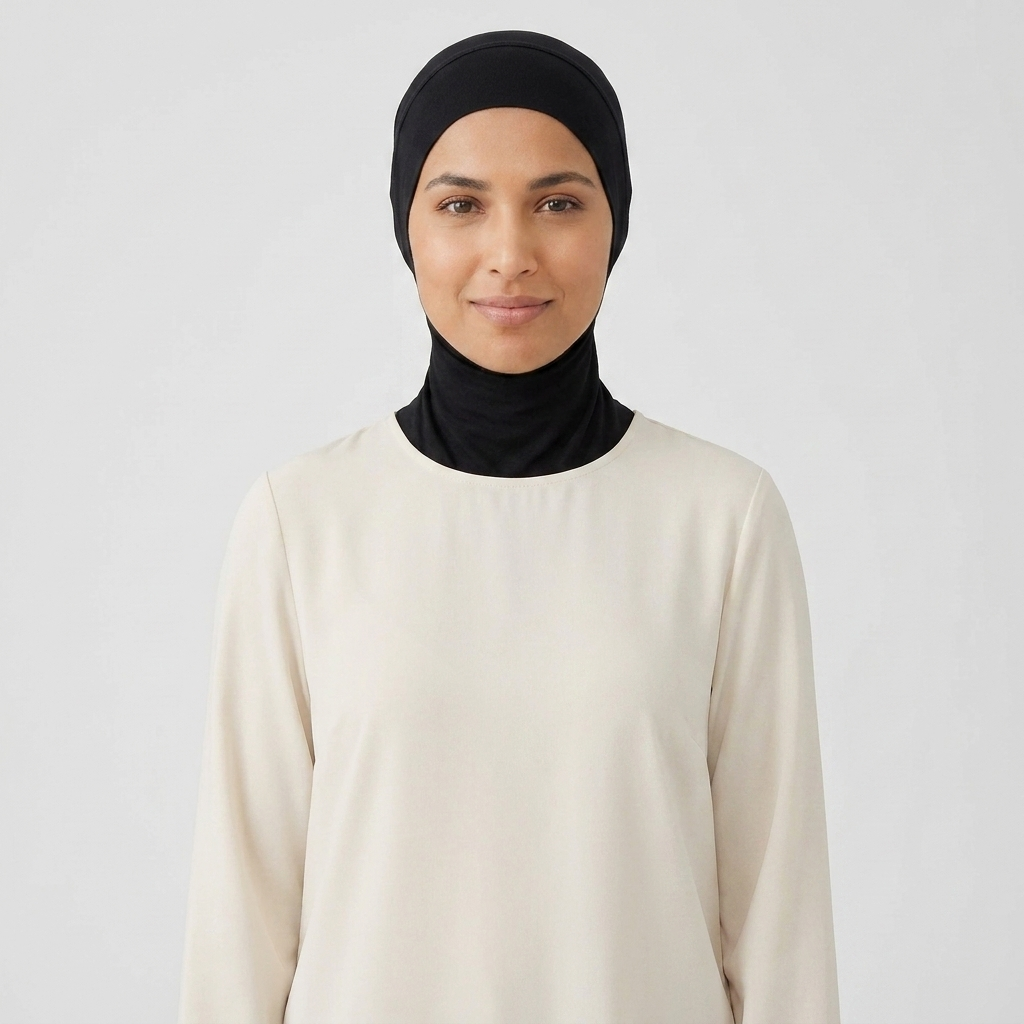Modal underscarf cap worn - colour Black