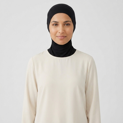 Modal underscarf cap worn - colour Black