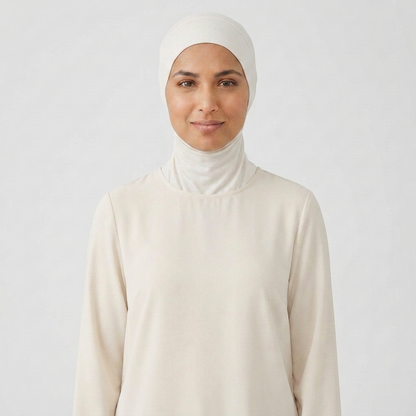 Modal underscarf cap worn - colour White