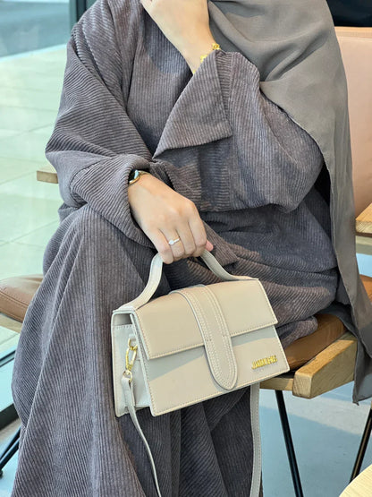 Corduroy winter abaya - colour Grey