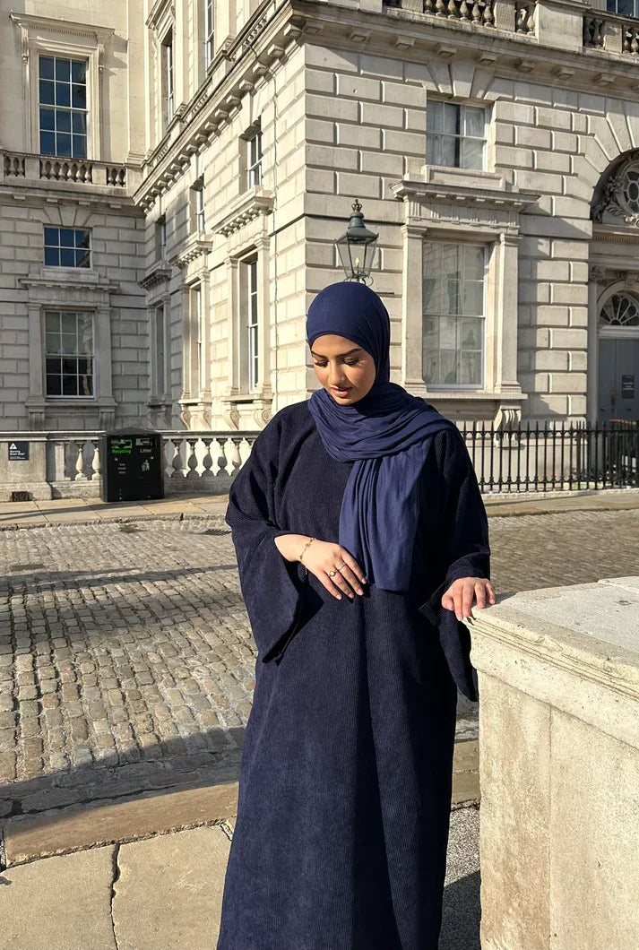 Corduroy winter abaya - colour Navy