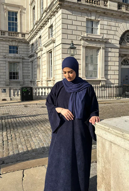 Corduroy winter abaya - colour Navy