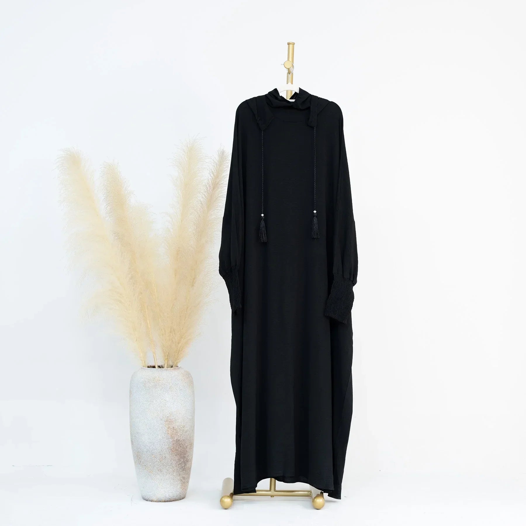 Hooded abaya dress - colour Black