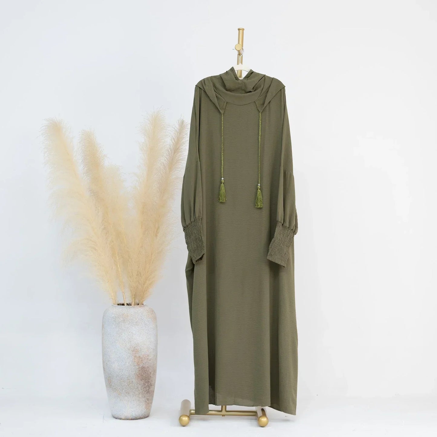 Hooded abaya dress - colour Army Green