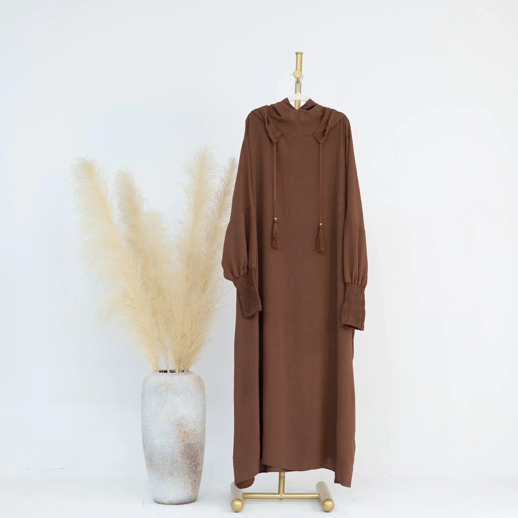 Hooded abaya dress - colour Brown