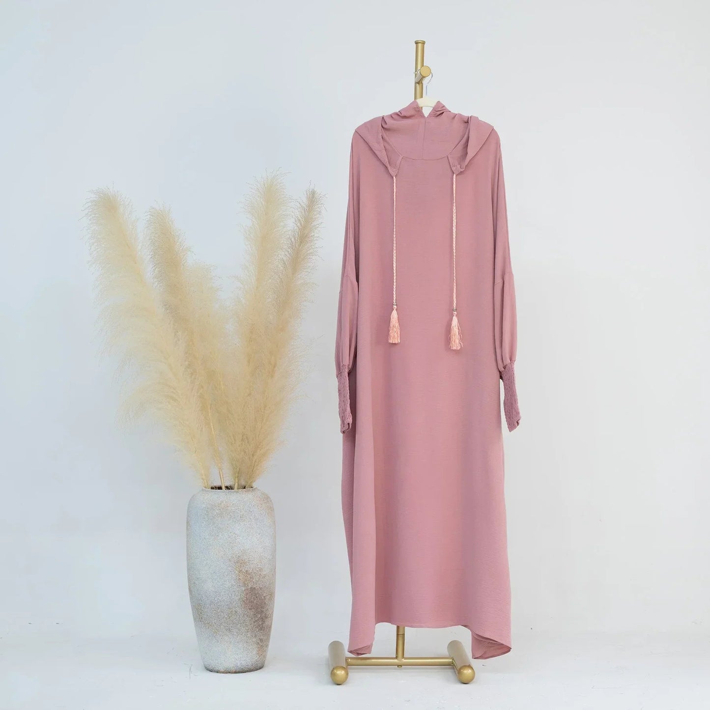 Hooded abaya dress - colour Pink