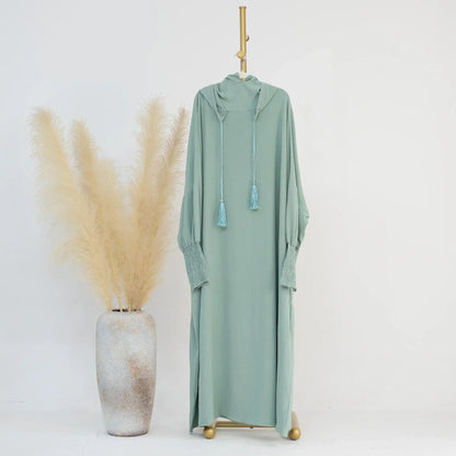 Hooded abaya dress - colour Light Green