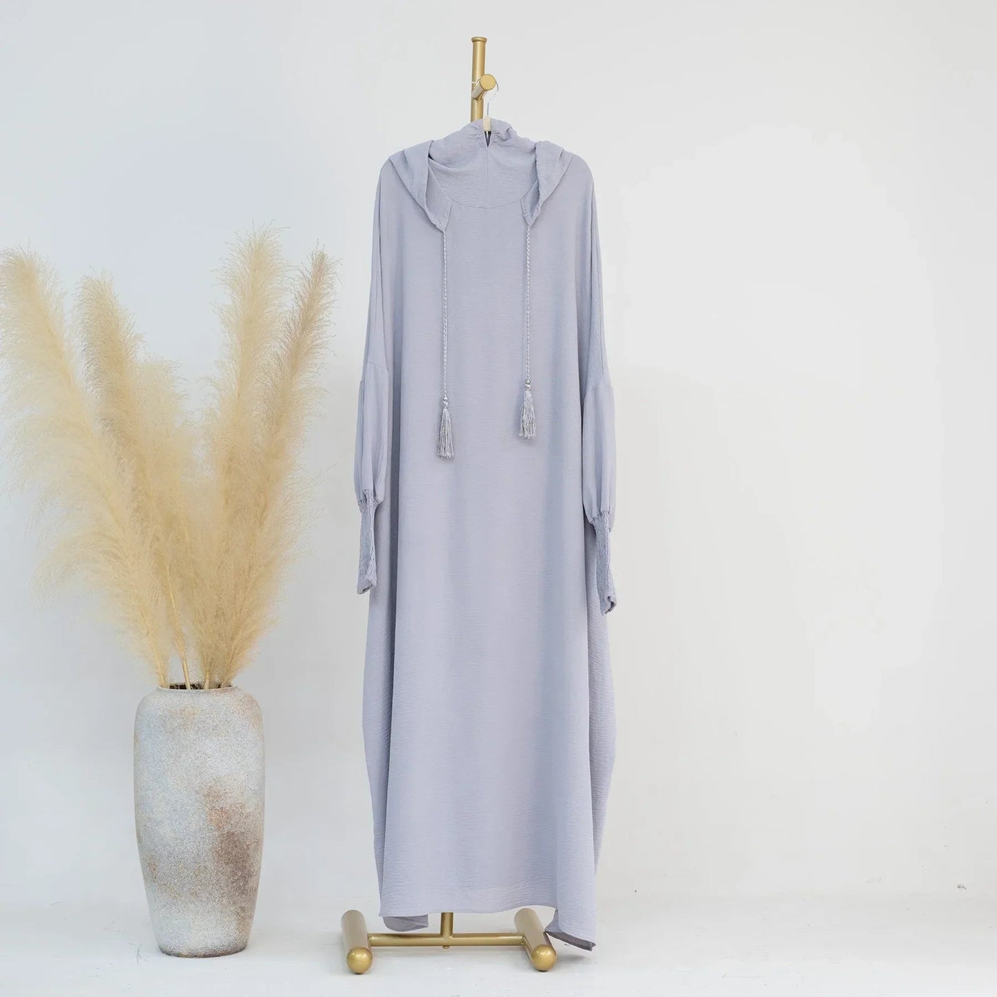 Hooded abaya dress - colour Light Grey