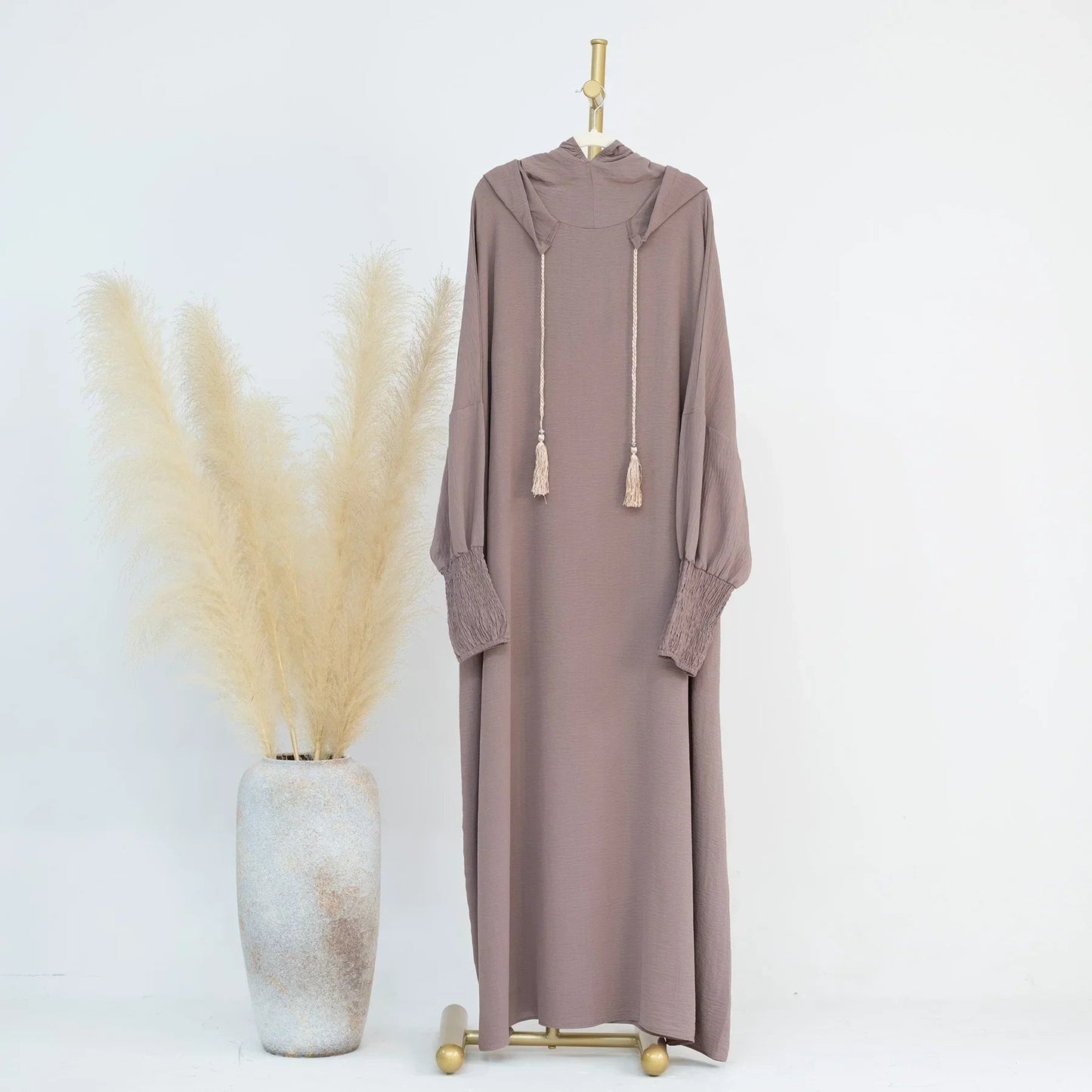 Hooded abaya dress - colour Taro