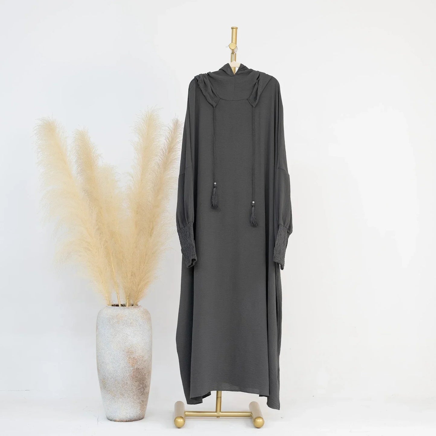 Hooded abaya dress - colour Dark Grey