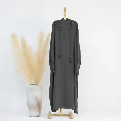 Hooded abaya dress - colour Dark Grey
