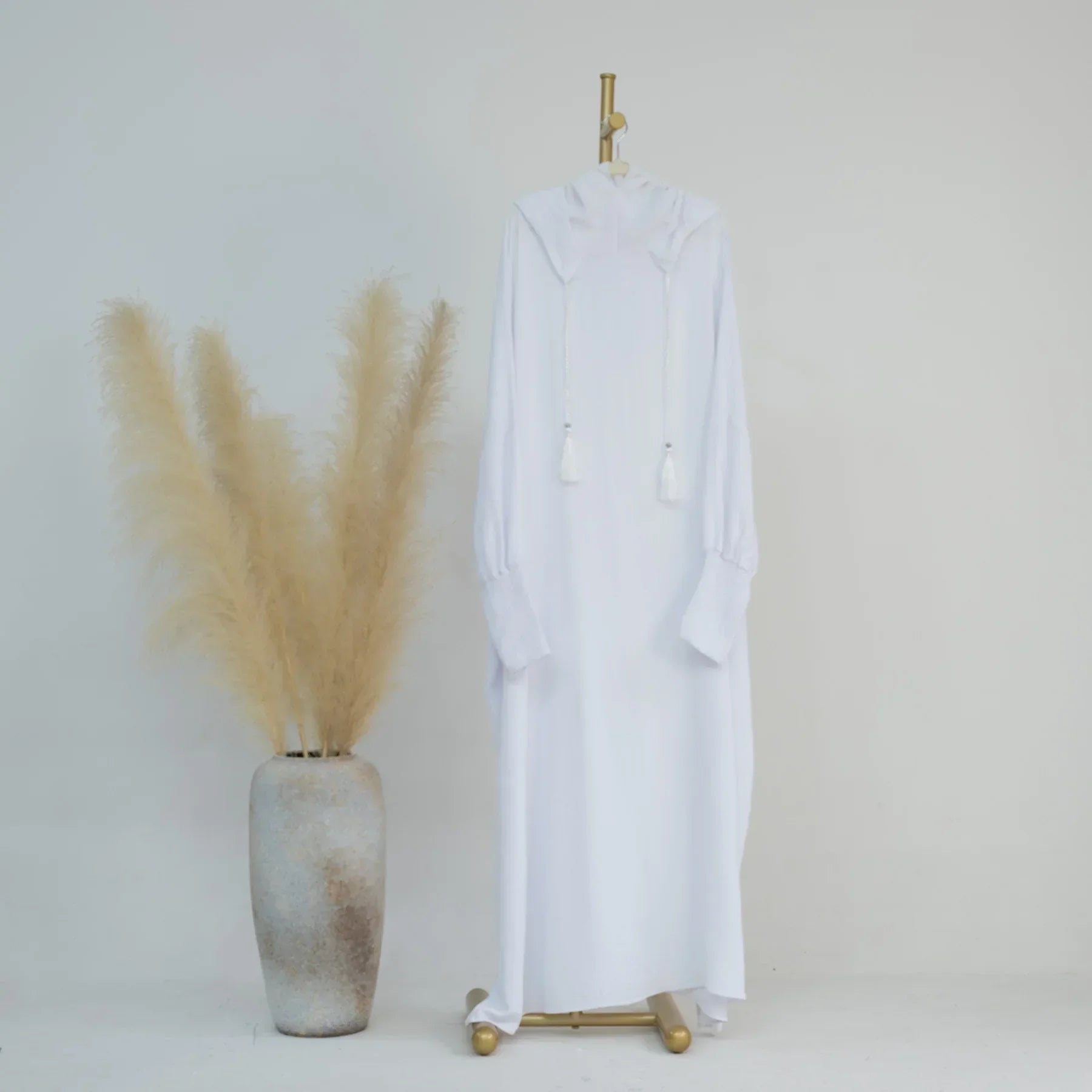 Hooded abaya dress - colour White
