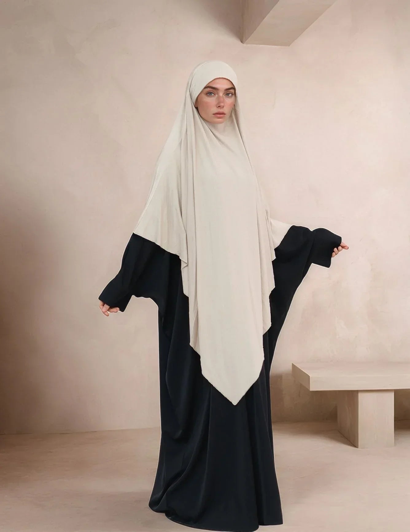 Jersey long khimar - colour Beige
