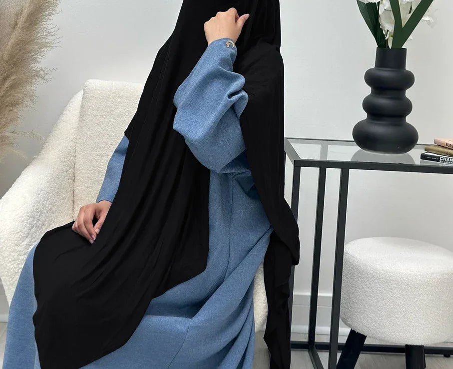 Jersey long khimar - colour Black