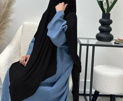 Jersey long khimar - colour Black