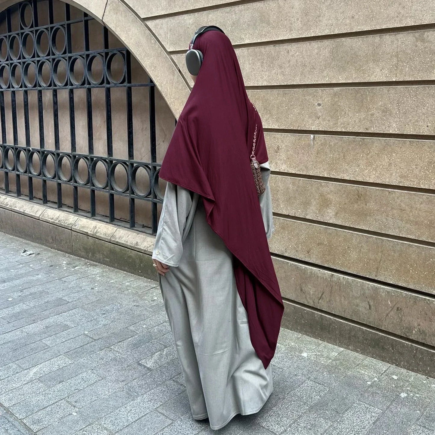 Jersey long khimar - colour Burgundy