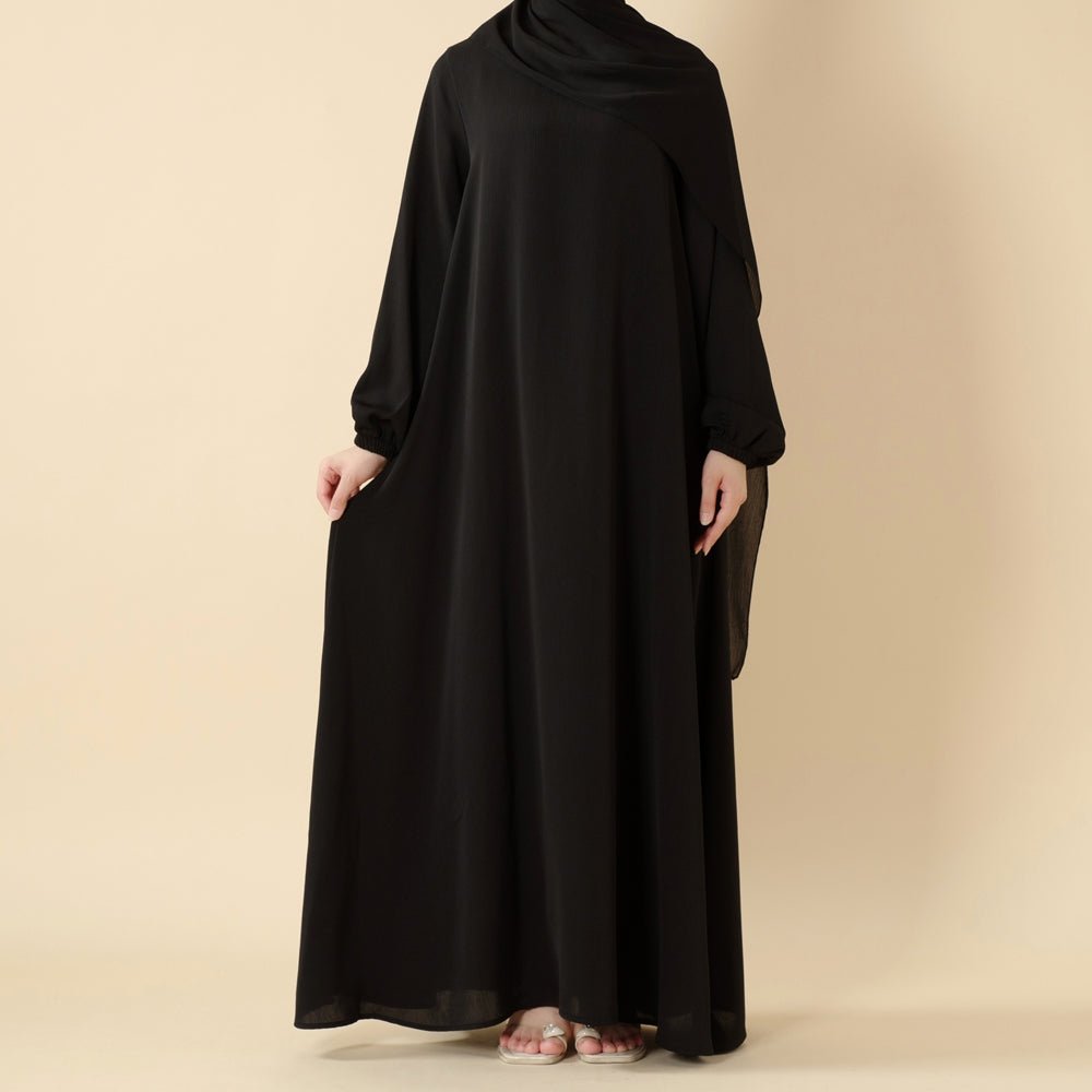 Umbrella cut summer abaya - colour Obsidian