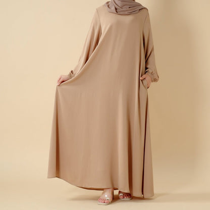 Umbrella cut summer abaya - colour Cheese