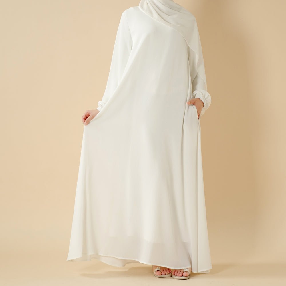 Umbrella cut summer abaya - colour Pearl