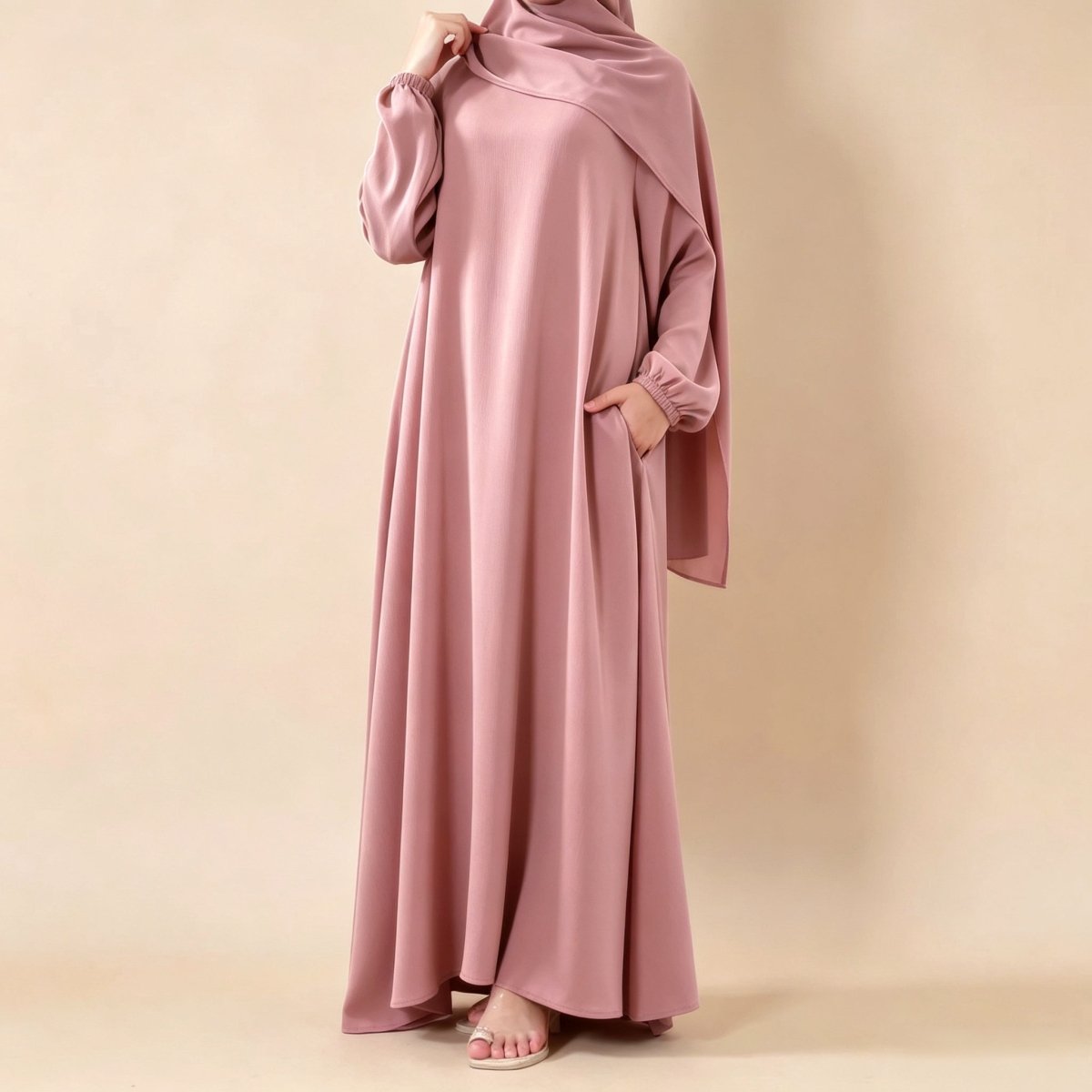 Umbrella cut summer abaya - colour Mauve Pink