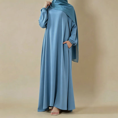 Umbrella cut summer abaya - colour Steel Blue